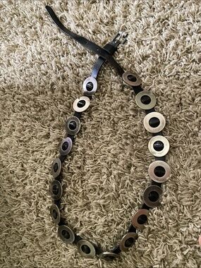 A/X Black Leather Belt with Metallic Circle Accents